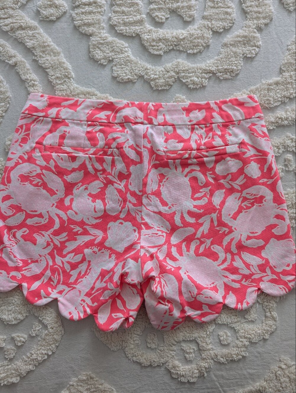 Lilly Pulitzer Scalloped Buttercup Shorts Sunbaked Crab Collab Size 0 - Picture 5 of 10